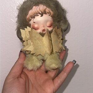 Plush Key Holder with Beige and Brown Accents